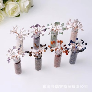 Bouteille Arbre à Vœux Miniature en Cristal Faite à la Main 22*70mm, Décoration DIY pour Maison et Bureau, Ornement Style Européen et Américain, Arbre à Argent - Product Image 2
