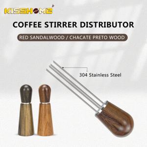 Accessoires expresso poignée en bois naturel outil d'agitation Barista professionnel outils WDT avec support distributeur d'aiguilles à café - Product Image 3