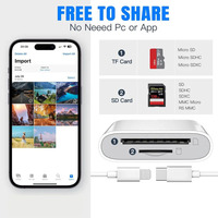 Lector de Tarjetas de Plástico Multifunción 2 en 1 Compatible con SD/MicroSD/USB 3.0 e Interfaz Tipo-C para Teléfonos Inteligentes Android/iOS