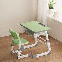 Ensemble Chaise et Bureau Étudiant Design Moderne en Plastique et Bois, Table de Lecture pour Salle de Classe et Chambre à Coucher, Matériaux Métalliques, Sans Avis