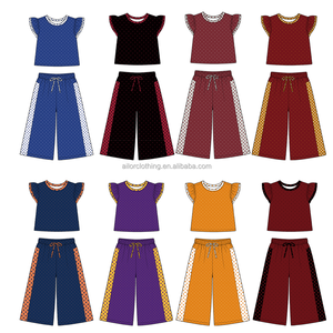 Ensemble deux pièces à manches volantées pour filles 2026, motif à pois, col rond, fabrication en gros sous marque privée - Product Image 2