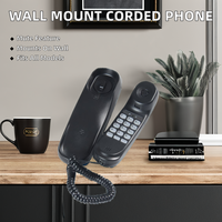 Mini téléphone fixe de bureau Flash recomposition téléphone fixe mural avec cordon accessoires extérieurs de téléphones filaires rouges