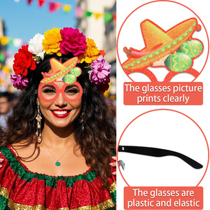 Gafas Divertidas con Marco de Calavera y Cactus para Fiesta del Día de la Independencia Mexicana 2026, Gafas Brillantes para el Día de Muertos, Accesorios para Fotos - Product Image 4