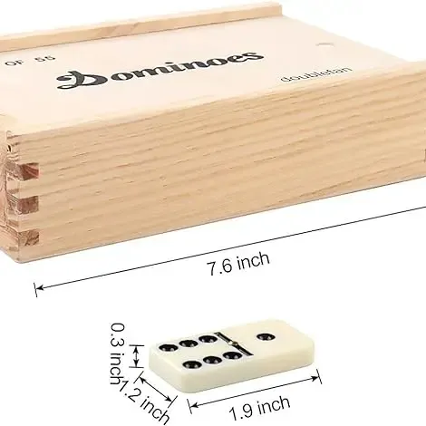 Set Domino untuk dewasa, Set Domino Double sembilan dengan kotak kayu untuk permainan papan klasik, untuk keluarga dan anak-anak