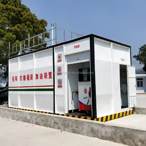 Estación de combustible portátil, contenedor móvil con tanque de aceite