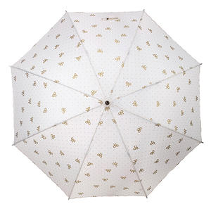Parapluie manuel à imprimé cerises, 8 baleines, manche droit en fibre, protection soleil et pluie, idéal pour les voyages, couleurs blanc et bleu - Product Image 4