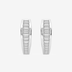5/8 Ctw Baguette Lab Grown Diamond Huggie <b>Hoop</b> <b>Earrings</b> Elegant Modern Jewelry For Everyday Wear Special Occasions - Product Image 3