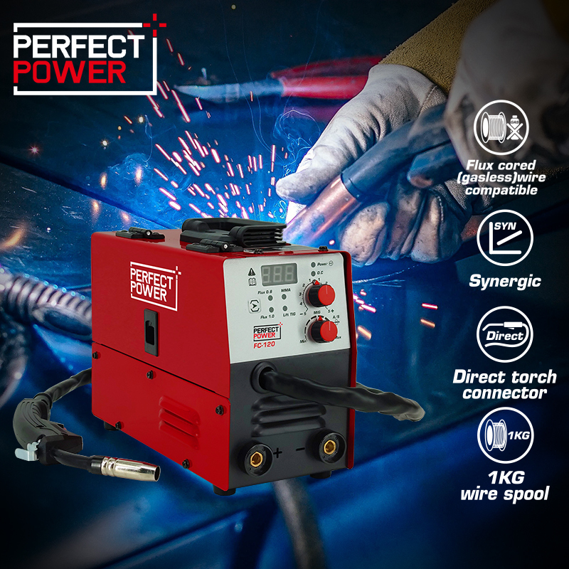 Handheld MIG Welder 110V – 20-120A Flux-Core Portable Welding Machine, Gasless, IGBT Inverter, Complete Kit