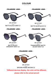 Partagas moda estilo Punk logotipo personalizado polarizado conducción TR90 plástico <span class=keywords><strong>acero</strong></span> cuadrado UV400 sombras gafas de sol para hombres - Product Image 5