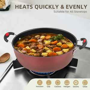 30cm 주방 비 스틱 탄소강 요리 수프 스톡 빨간 냄비 인덕션 쿠커 다이아몬드 패턴 철 스튜 냄비 - Product Image 2