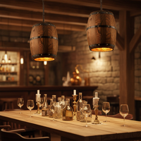 Luminaire suspendu en forme de baril en bois de style industriel rétro pour bars, décoration intérieure