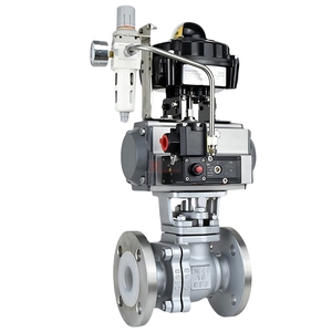 Chất lượng cao ANSI 150lb thép không gỉ <span class=keywords><strong>304</strong></span> 316 JIS 10k 1.6MP wcb flo lót F46 khí nén Thiết bị truyền động van bi mặt bích - Product Image 6