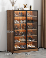 OUGOO Meuble à chaussures moderne en bois massif, sur pied/mural, sur mesure, avec portes vitrées, pour salon et maison