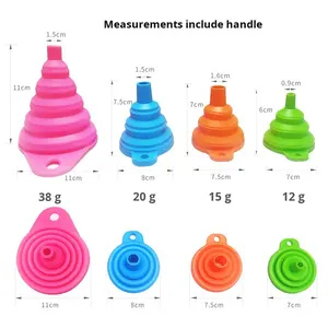 Funil de Silicone de Grau Alimentício Portátil Dobrável Mini Telescópico com Bico Lavável em Máquina de Lavar Louça para Divisão de Líquidos Domésticos com Alça Ergonômica - Product Image 6