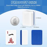 Ensemble de jeu de mahjong américain de luxe, tuiles grandes et gravées blanches et bleues de 1,5 pouces, accessoires complets et sac de transport portable