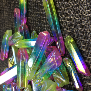 Großhandel galvanik regenbogen klar aura beschichtet quarz punkt raue kristall leuchtenden zauberstab für dekoration - Product Image 4