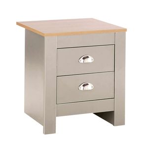 Mesita <span class=keywords><strong>de</strong></span> noche <span class=keywords><strong>de</strong></span> madera para dormitorio, cajones <span class=keywords><strong>de</strong></span> almacenamiento, acabado moderno gris - Product Image 2