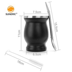 Gobelet Portable en acier inoxydable à Double paroi de 8oz, gobelet en forme de <span class=keywords><strong>gourde</strong></span>, gobelet à thé avec <span class=keywords><strong>paille</strong></span> Bombilla - Product Image 3