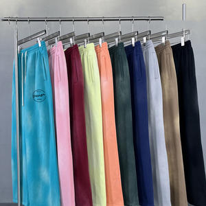 Sun Faded Baggy Pantalon de survêtement à jambe droite Pantalon en coton polaire surdimensionné Logo personnalisé Distressed Acid Wash Pantalon de survêtement évasé - Product Image 5