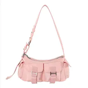 Koreaanse Coole Originele Trendy Nylon Onderarm Schoudertas Multifunctionele Hobo Hippie Crossbody Tas Met Multi-Pocket