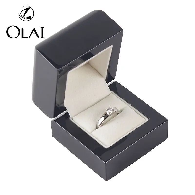 Embalagem de caixa de armazenamento de joias, design personalizado da proposta de casamento, corrente de anel preto