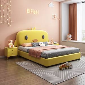 Camas modernas de madera para niños, diseño de cama doble rosa con almacenamiento de cuero, juegos de muebles - Product Image 6