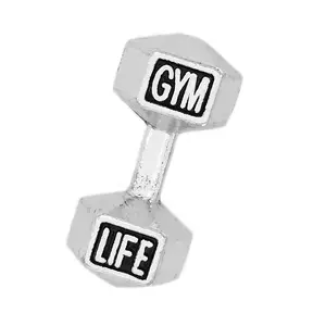 Wholesale Low Price Alloy Accessories Fitness Dumbbell Shape Pendant Trendy Men Women Gym Life Live Fit Charms