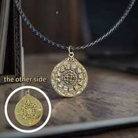 Collier en laiton avec pendentifs breloques signes du zodiaque et sceau de Salomon (Neuf Palais et Huit Trigrammes) pour hommes et femmes, vente en gros
