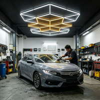 Lumière de polissage automobile moderne en forme d'étoile, 6500K, à intensité variable, éclairage LED géométrique pour garage, pour atelier de detailing