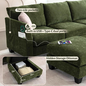 Modular Sectional <b>Living</b> Room Sofa <b>U</b> Shaped 6 Seater Sectional Sofa with Storage Ottoman & USB Ports Cloud Couch L Shaped - Product Image 5
