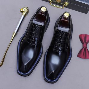 Custom Brand Men's <b>Work</b> Dress Shoes Thick-Soled Ankle Cow <b>Leather</b> Winter Square Toe Waterproof Light Weight - Product Image 6