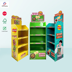 Custom Print Cardboard Supermarket <strong>Display</strong> Stand <strong>Corrugated</strong> <strong>Paper</strong> Floor FSDU Free Standing <strong>Display</strong> Unit For Food Potato Chip Toy - Product Image 1