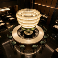 Lustre en acrylique côtelé personnalisé, grande suspension à plusieurs niveaux pour hall d'hôtel, restaurant, bar, projet de luxe, lampe suspendue OEM ODM