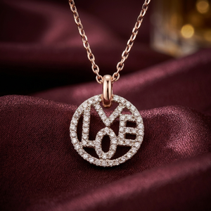 Collier pendentif en or rose avec diamant, motif lettre, taille brillant rond, pour usage quotidien, unisexe, chaîne à maillons de luxe - Product Image 4