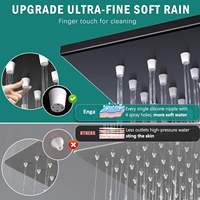 Système de douche mural moderne en laiton noir mat avec pommeau de douche 3 fonctions, bras et robinetterie