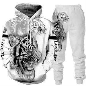 Conjunto de Chándal Deportivo Casual para Hombre Estupendo para Otoño e Invierno con Sudadera con Capucha y Pantalones con Estampado de Tigre 3D Nuevo Diseño Animal - Product Image 4