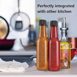 Lager Günstige Klarglas <span class=keywords><strong>Tabasco</strong></span> Flasche 5 oz 150 <span class=keywords><strong>ml</strong></span> Hot Sauce Woozy Glasflasche mit auslaufs icherem Schraub verschluss und Tropfer einsatz - Product Image 5