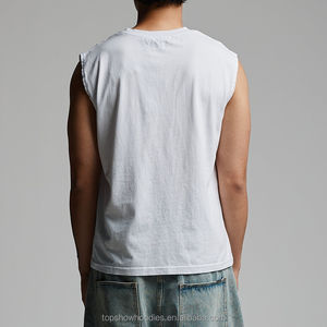 OEMカスタム 180gsm マッスル オーバーサイズ ノースリーブ クロップド コットン タンクトップ メンズ - Product Image 2