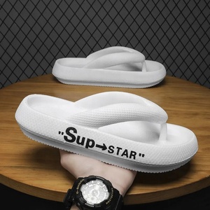 Tongs personnalisées avec logo pour hommes et femmes, plateforme blanche en EVA, semelle épaisse, sandales de plage, coussinets souples d'extérieur, claquettes d'été, vente en gros - Product Image 1