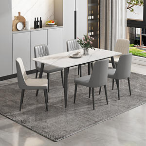 Mesa de comedor de lujo de estilo nórdico Simple y moderno, combinación de Silla, Rectangular tapa de mármol, hierro metálico, 4 plazas, <span class=keywords><strong>apartamento</strong></span> pequeño - Product Image 6