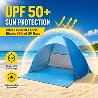 Tente de plage pop-up UV50 Plus XL, abri solaire automatique, grand parasol portable avec piquets pour activités de plein air