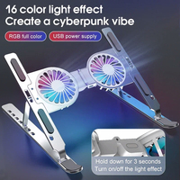 Nouveau LuXuGift C9 Pro Support de refroidissement pour ordinateur portable pliable et réglable en aluminium RGB avec 2 ventilateurs de refroidissement et réglage de la hauteur sur 7 niveaux pour les ordinateurs portables de moins de 17 pouces