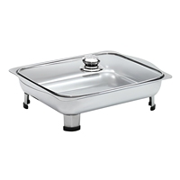 Plateau chauffe-plats rectangulaire en acier inoxydable avec pieds amovibles pour buffet et cuisine