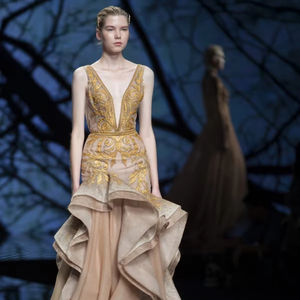 فستان سهرة كلاسيكي كلاسيكي ذهبي مدني مكشكش قطار مقاس كبير فستان مخصص للنساء فستان رسمي لأم العروس - Product Image 1