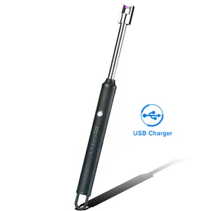 2022批发USB打火机户外厨房防风金属电动可充电电子USB烛光