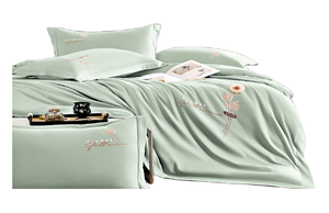 Ensemble <span class=keywords><strong>de</strong></span> literie 4 pièces en polyester Super King ou King Size 400TC Draps et oreillers brodés pour la maison ou l'hôtel - Product Image 3