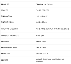 กระป๋องโลหะแบบนูนลายตามสั่ง เกรด T3/T4/T5 และ DR พร้อมการเคลือบและเคลือบเงาแบบเฉพาะตัว เป็นมิตรกับสิ่งแวดล้อมและทนทาน - Product Image 3