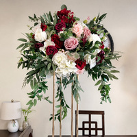 Bouquet de fleurs artificielles en soie bordeaux, boule de fleurs de 60 cm, centre de table moderne et simple pour fêtes, utilisation intérieure/extérieure