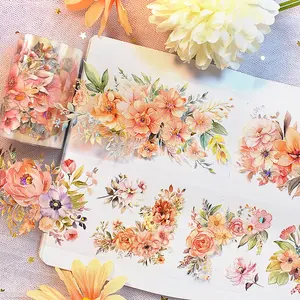 1pc 2m/roll Flower And Greenery Decorative Masking Transparent PET Tape For Journal DIY Craft Diary Scrapbooking Stationery