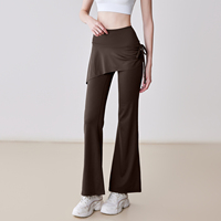 Leggings de yoga chic et personnalisés, unis, respirants, avec jupe intégrée, effet sculptant, pour le sport et la mode, grandes tailles XXS-XXL, pour l'entraînement, coupe évasée haute